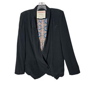 Anthropologie Cartonnier | Black Blazer With Colorful Printed Lining, Small